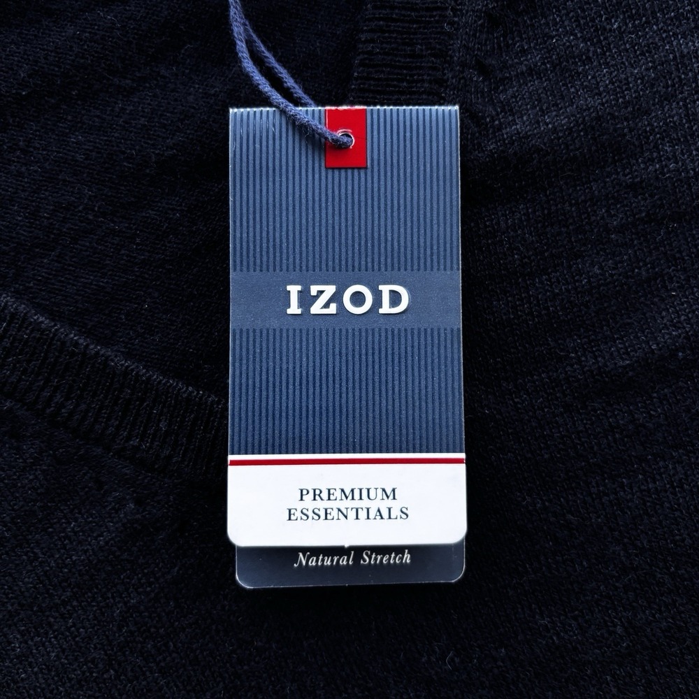 IZOD Sweater Vest Mens XXL Premium Essentials Black Natural Stretch Cotton Blend - Picture 4 of 11